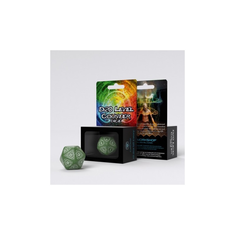 D20 COMPTEUR DE NIVEAU - VERT ET BLANC (1)