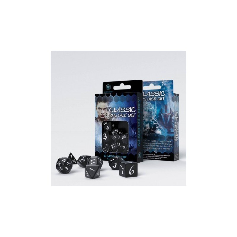 SET DE DES JDR CLASSIQUE - NOIR & BLANC (7)