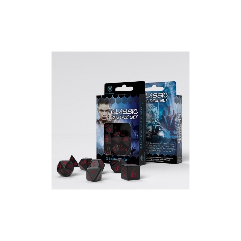 SET DE DES JDR CLASSIQUE - NOIR & ROUGE (7)